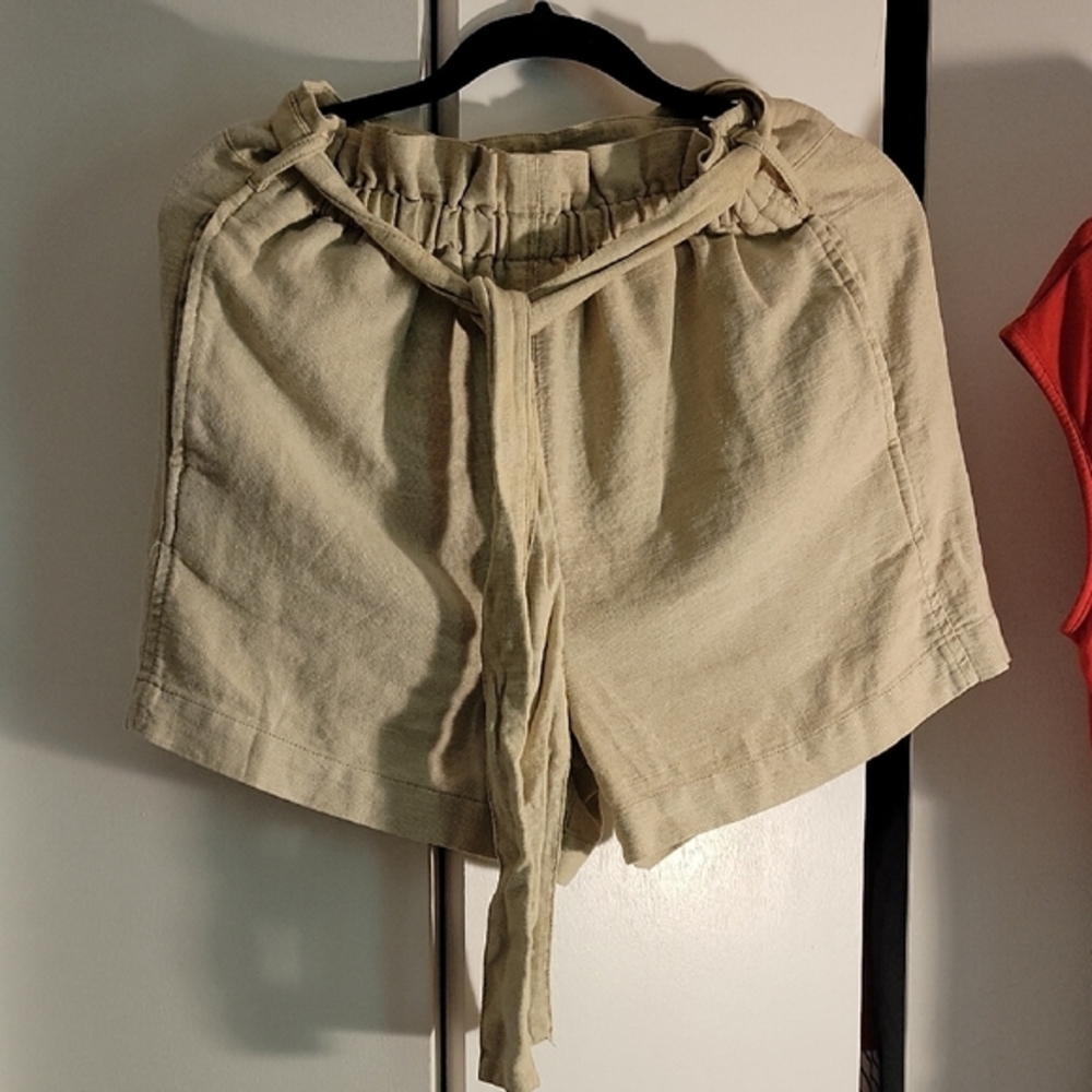 Rag Poets High Waist Tan Relaxed Fit Shorts